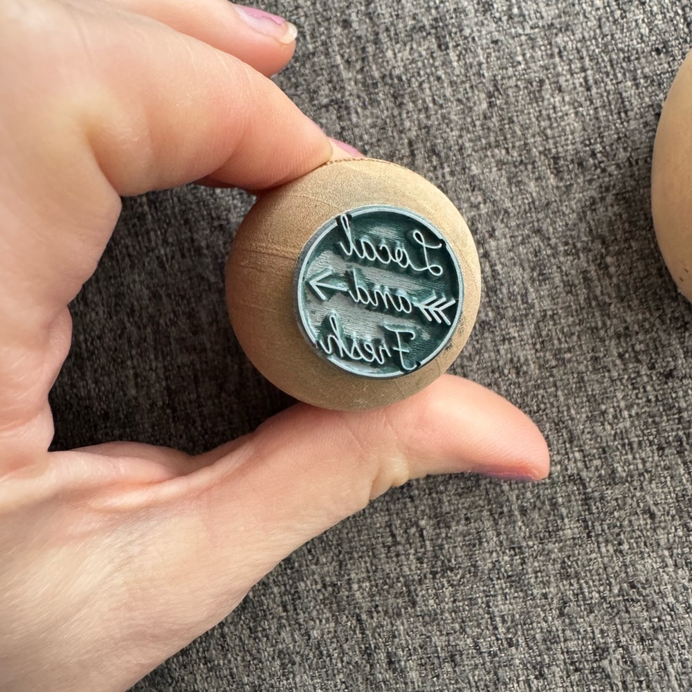 Wooden Egg Stamps for Fresh Eggs- Set of 3 (Natural Wood) - Picture 3 of 4